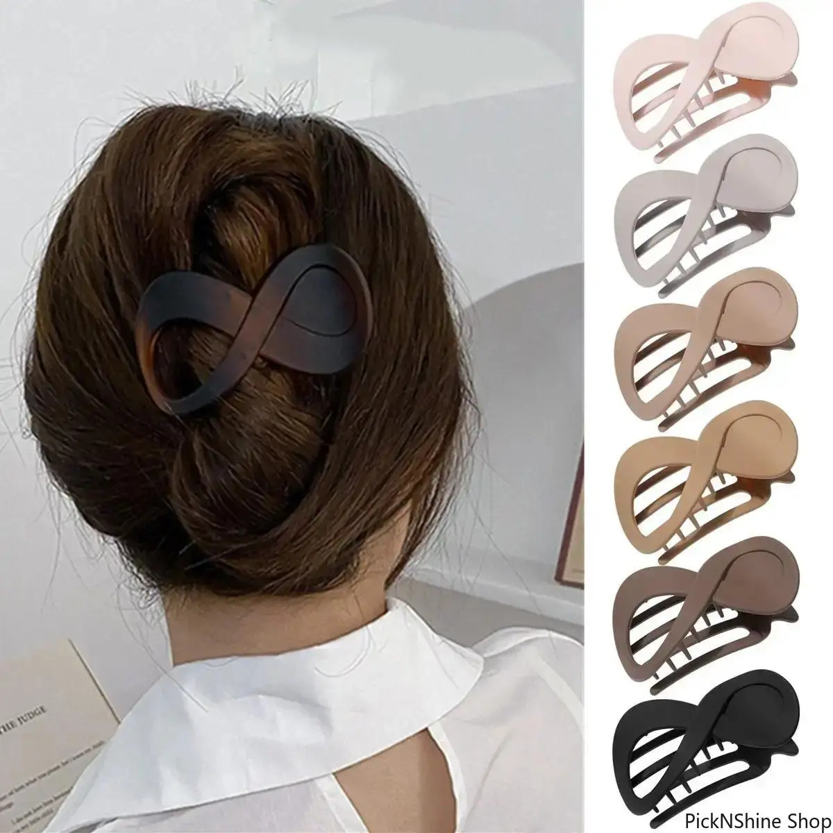 6Pcs Matte French Flat Hair Claw Clips, Elegant Non-Slip Strong Hold Jaw Clips, Neutral Tone Hair Accessories for Women Girls, Suitable for Thin & Thick Hair, Daily Styling