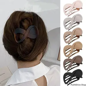 6Pcs Matte French Flat Hair Claw Clips, Elegant Non-Slip Strong Hold Jaw Clips, Neutral Tone Hair Accessories for Women Girls, Suitable for Thin & Thick Hair, Daily Styling