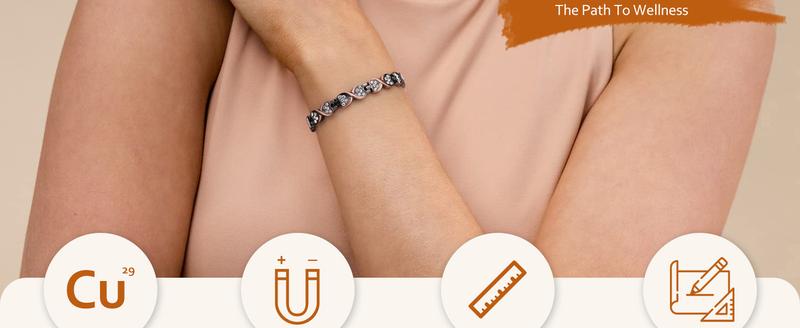 Pure Copper Bracelets for Women, Heart Crystal Magnetic Bracelets for Women with 3800 Gauss Ultra Magnets and Sizing Tool