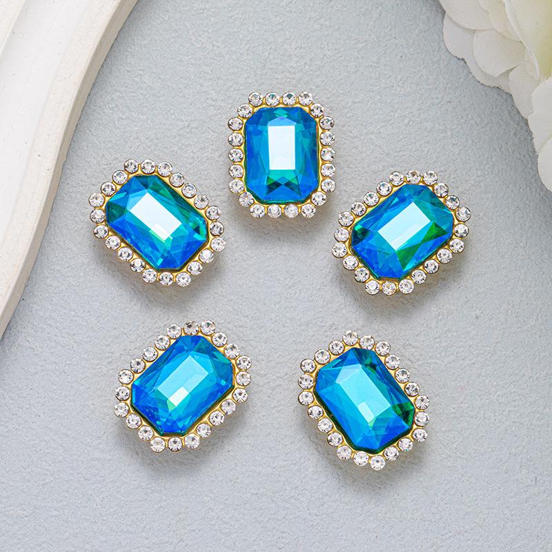 Adhesive DIY hand-sewn rectangular double-layer bow hardware for Crocs shoes and bags accessories