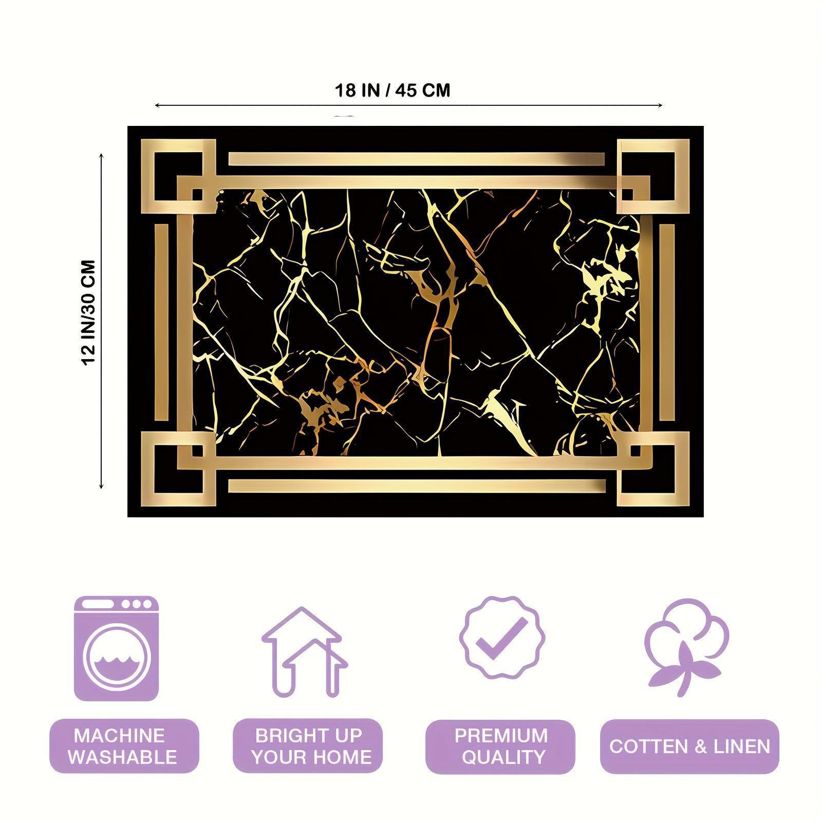 4pcs Black Golden Element Patterned Tableware Mats - Table Mats, Coasters, Placemats for Kitchen Dining Tables, Party Decoration