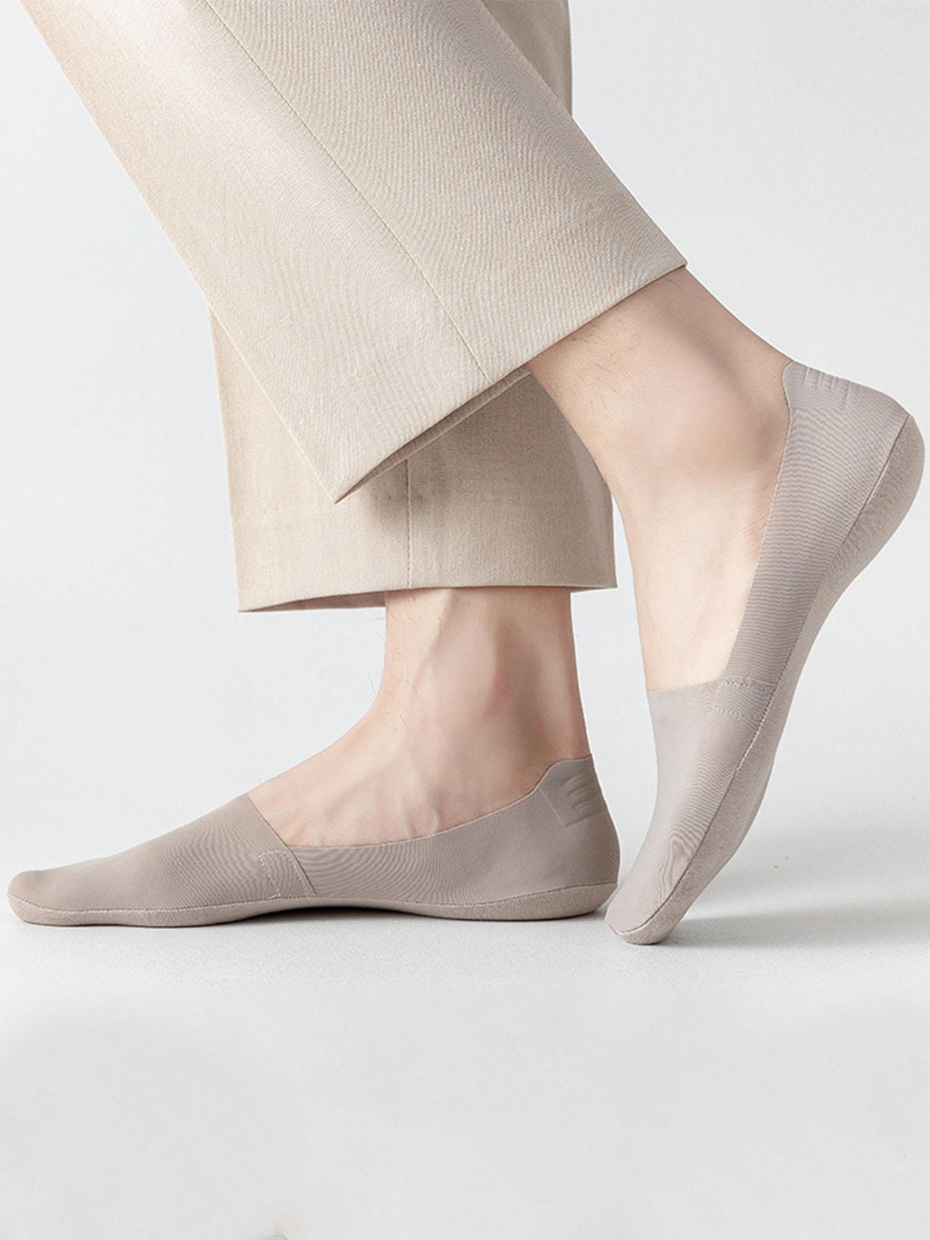 Summer 2024, Men's 4 Pairs Casual Invisible Socks, Plain Breathable Boat Socks, Casual Stylish Socks, Comfy Men's Socks & Hosiery for Summer Daily Wear