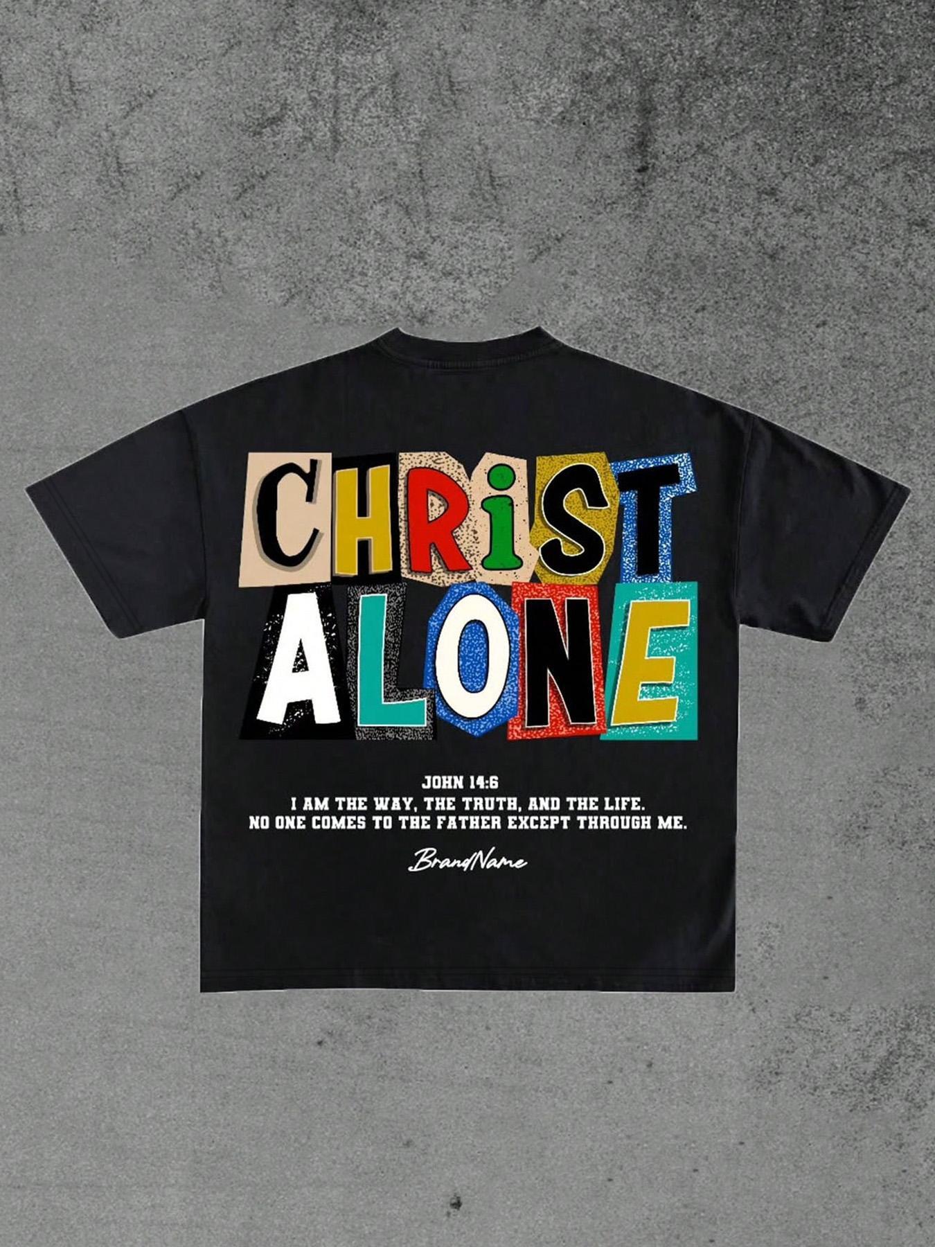 Unisex's Colorful Letter Print Round Neck Graphic Tee, Regular Fit Casual Everyday Wear Short Sleeve T-shirt for Summer, Men's Top for Daily Wear, Tropical