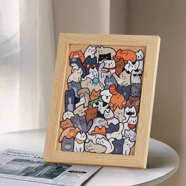 (TK Temu only supports self pickup)Animal Wooden Jigsaw Puzzles with Photo Frame,50 Pieces Pet Unique Shape Puzzle Educational Toys,Birthday Gifts for Adults Kids Girlfriend