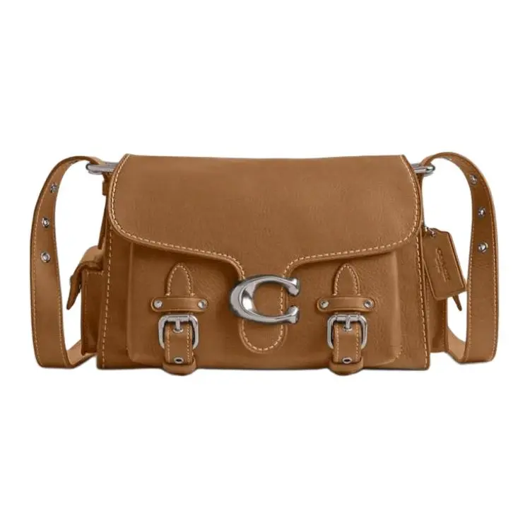 COACH Cargo Soft Tabby 26 Crossbody Handbag for Women, Classic Turn-Lock Hardware, Genuine Leather, Honey Brown