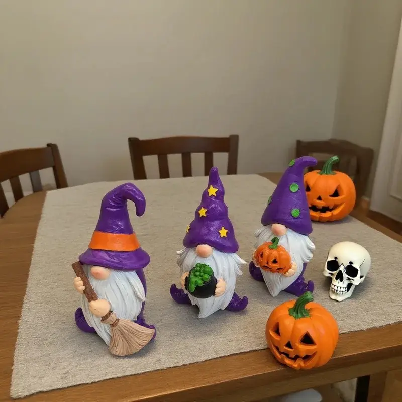 Halloween Gnomes Decorations Handmade Scandinavian Decorative Figurines With Wizard Hat Boo And Pumpkin - Home Table Decor Gifts
