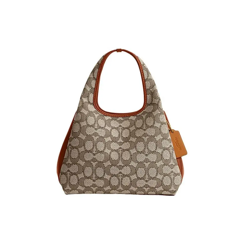 COACH Lana 23 Classic Magnetic Snap-Open Compartment Handbag for Women, Jacquard and Leather Blend, Medium Size, Brown