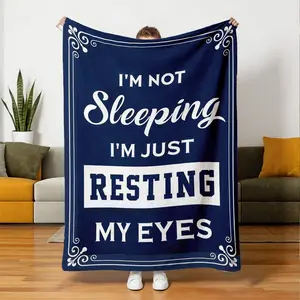 Fun Rest Text Blanket, Soft and Skin-Friendly, Warm Flannel Throw for Sofa, Bedroom, Nap, Multi-Scene Use, Classic Style, Print Pattern