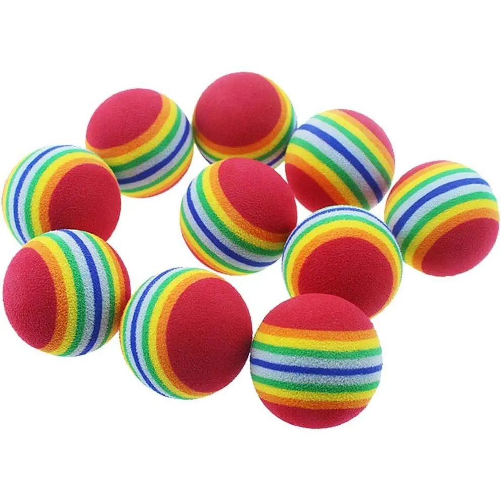12 Pack Rainbow   Balls Soft EVA  Interactive Indoor Kittens Favorite Toys 1.38" Dia. Small Dogs Puppies  Balls Bulk Activity Chase Quiet Play Sponge Ball