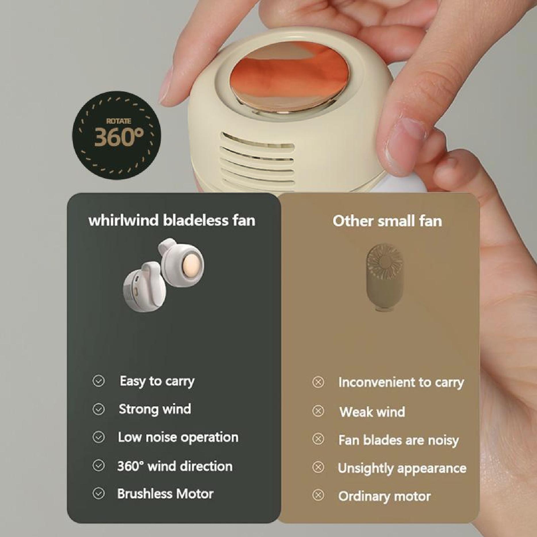 Portable Mini Fan Clip-On Design, Handheld Rechargeable Neck Hanging Leafless Summer Cooler, Ideal Gift for Holidays & Daily Use