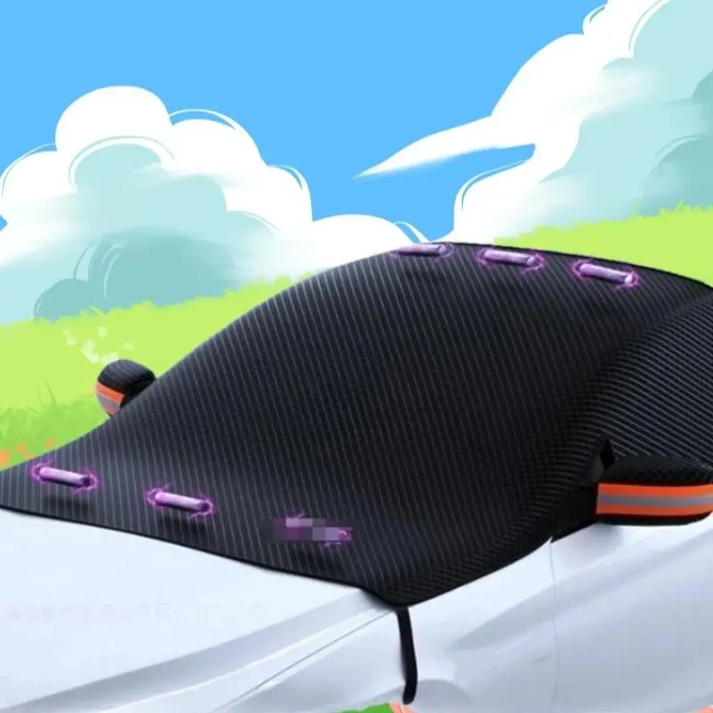 Oxford cloth car cover - snowproof, sunshade, front windshield heat insulation, half-body universal four-season car cover