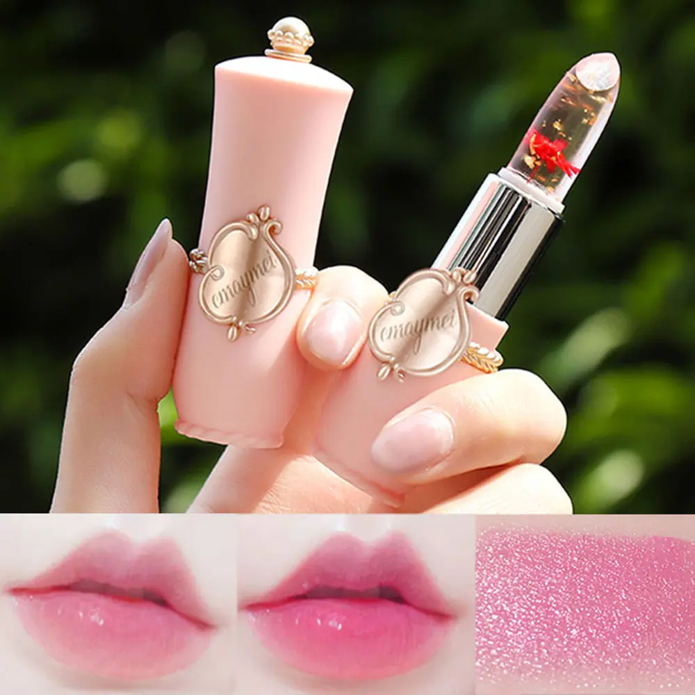 Dried Flower Gold Foil Jelly Color-Changing Lipstick Cosmetic Transparent Moisturizing Lip Balm