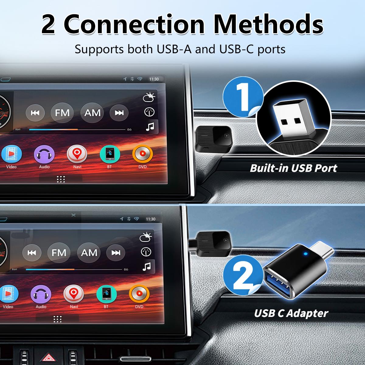 Wireless Apple CarPlay Adapter for both Apple and Android converts wired to wireless suitable for factory wired CarPlay cars from 2016+ Vehicle Auto Automotive Connectivity