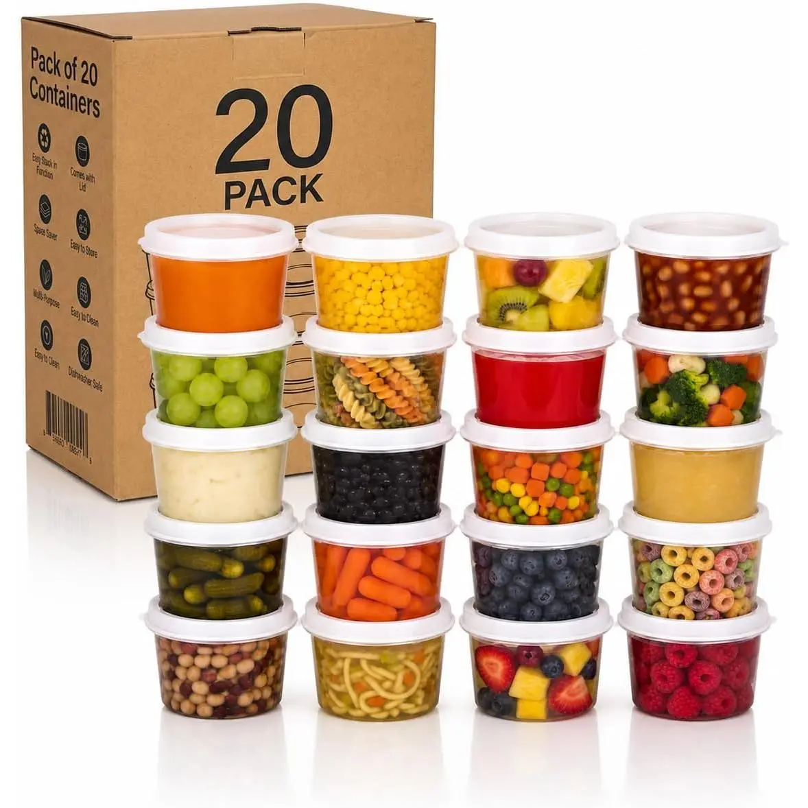 Small  Storage Containers - 20 count | Plastic  Containers with  | Deli Containers | Meal Prep Container | Pantry, Fridge, Kitchen Organization | Cereal, Spices, Snack Containers