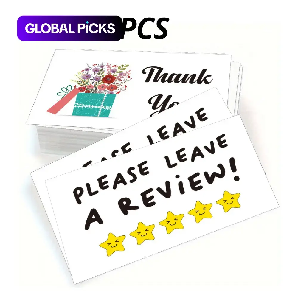 50/100pcs Customer Thank You Cards, Greeting Card, Mini Business Thank You Cards with Review Request, Ideal for Small Businesses & Online Shops #GLOBAL PICKS