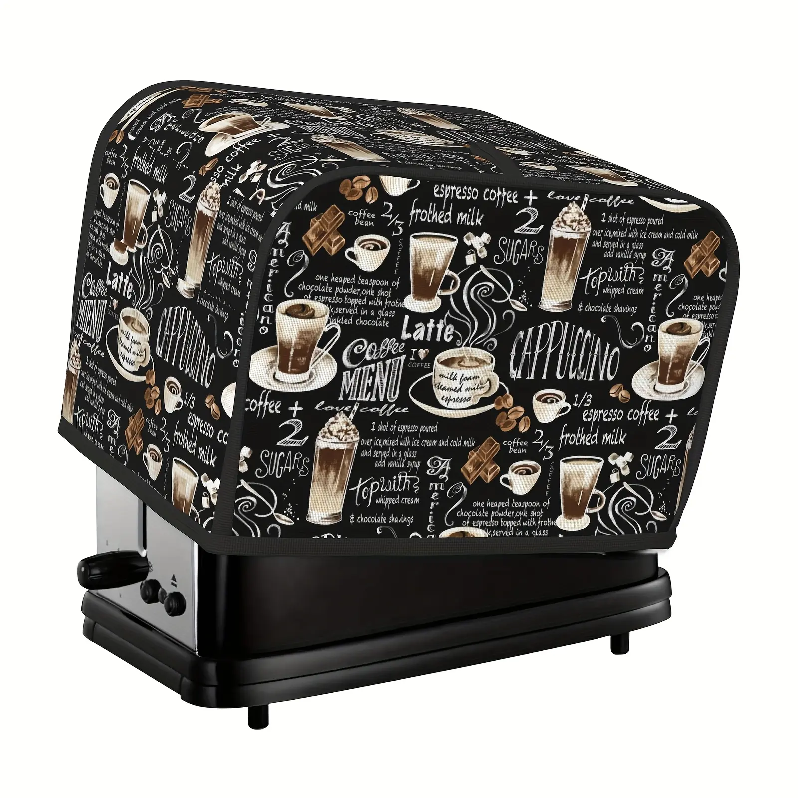 1pc Coffee Pattern 2/4 Slice Toaster Dust Cover, Bread Maker Dust Cover Suitable for Most Microwave Toaster Oven Covers