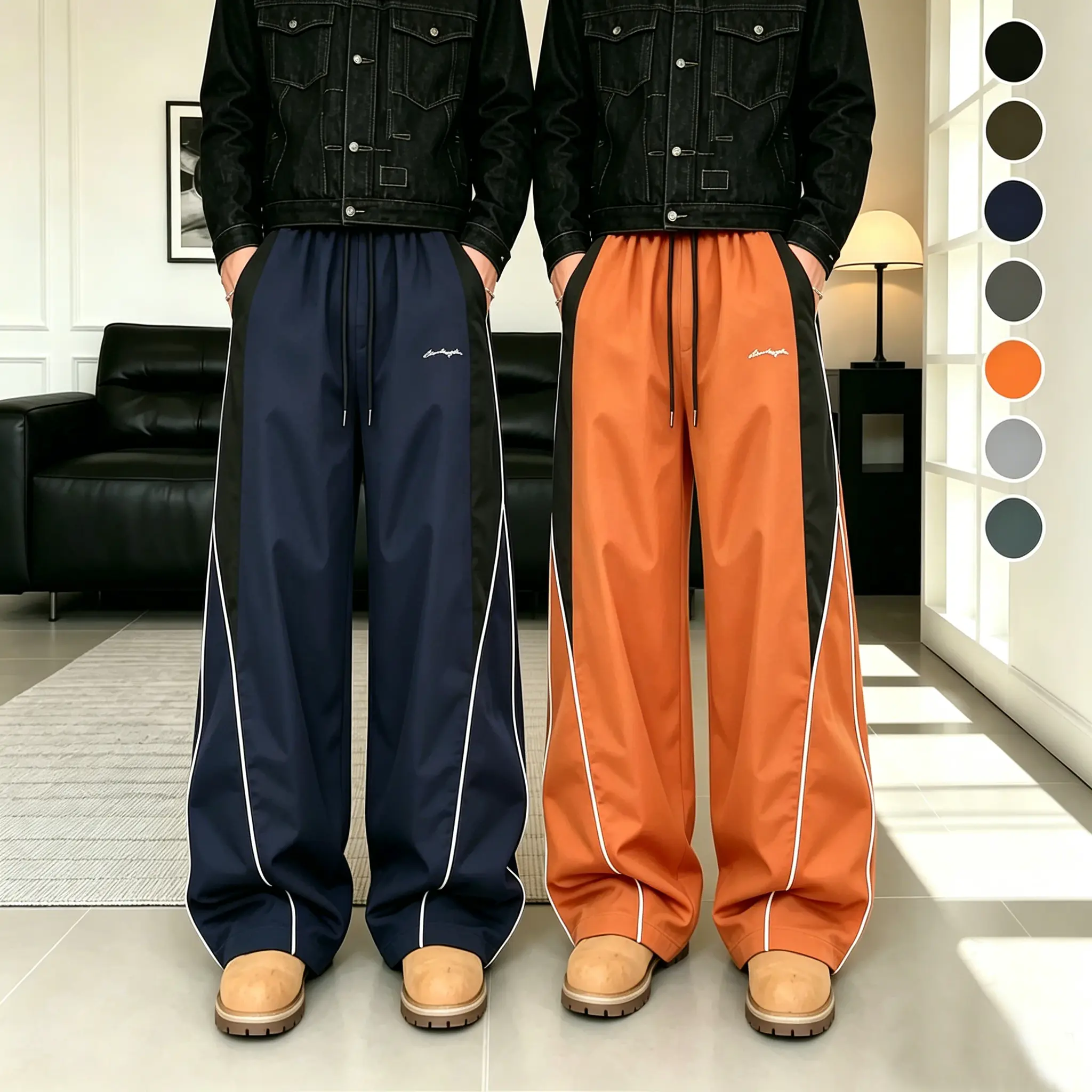 Men's Casual Sporty Long Pants, Loose Fit Elastic Cuff, Fashionable Print, Lightweight Fabric, Perfect for Daily Wear