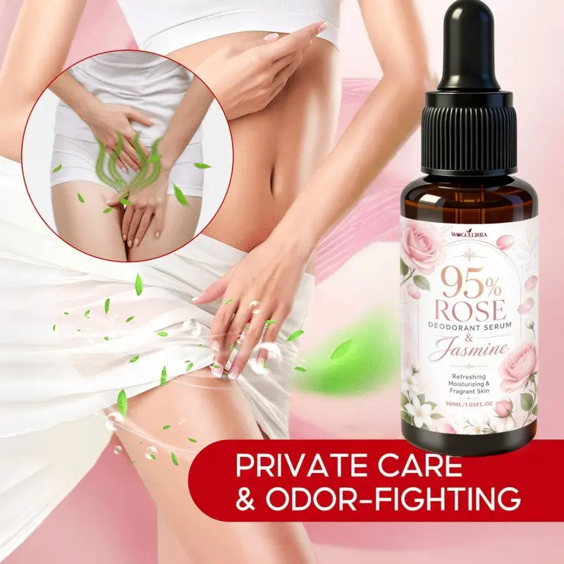Rose Scented Body Deodorizing Essence, Long-Lasting Fragrance, 72-Hour Protection, Portable Design, for Women, Underarms & Intimate Areas