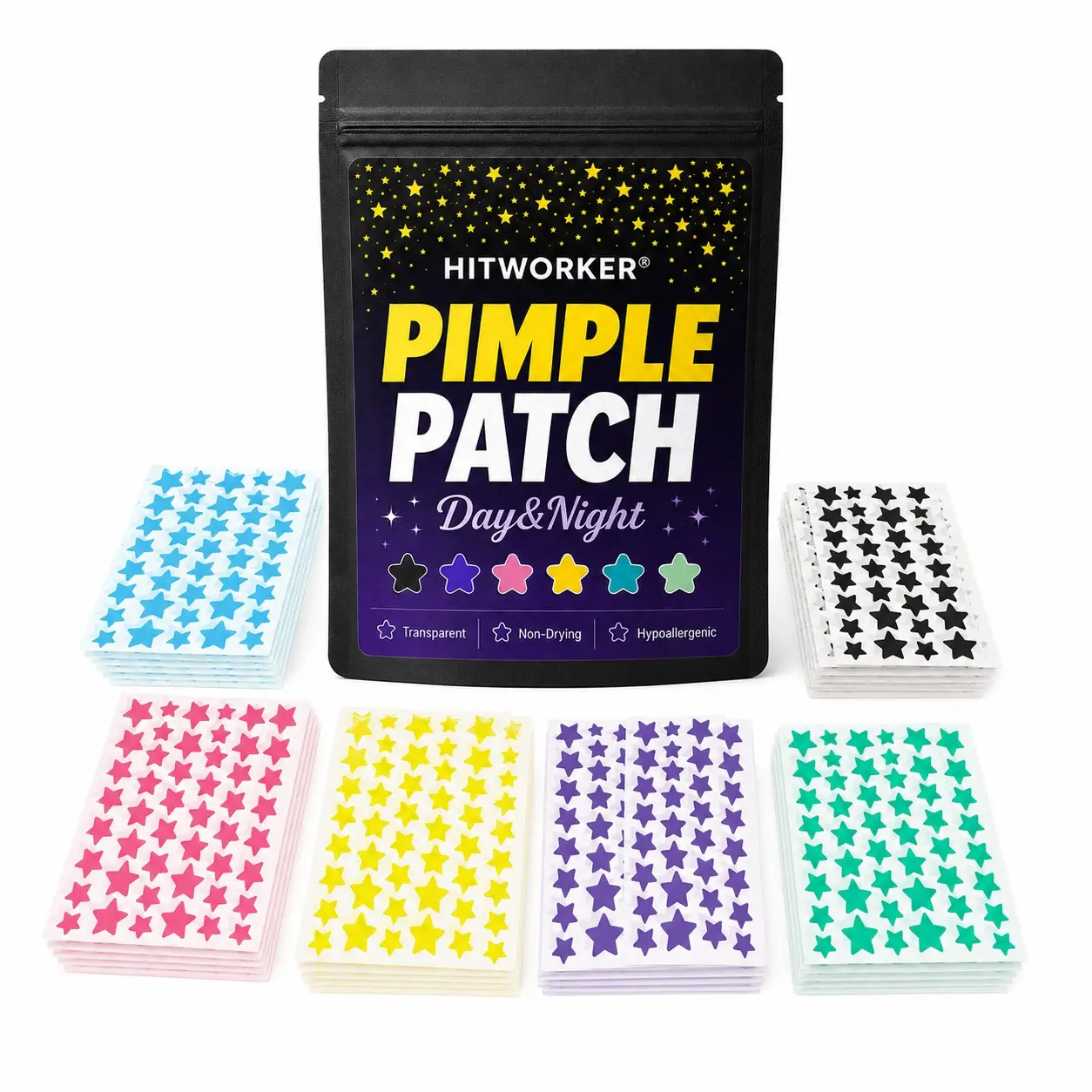 240pcs Pimple Cover Patches, Clear-Look Hydrocolloid Beauty Patches, Day and Night Use, Cute Star Patch, Easy Peel Spot Cover