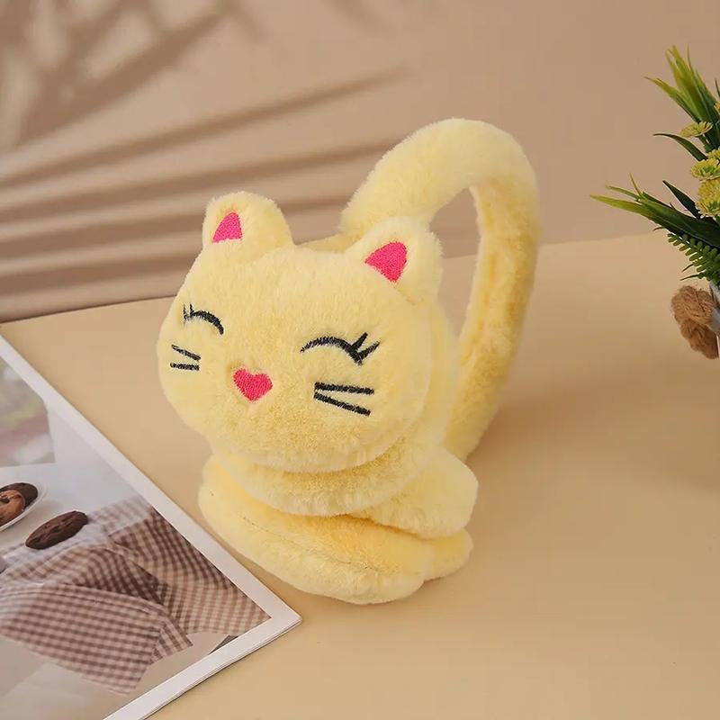 Cute Cartoon Cat Plush Earmuffs 2-Pack Winter Windproof Cold Proof Ear Protectors for Outdoor Cycling Skiing Best Christmas Gift for Girls
