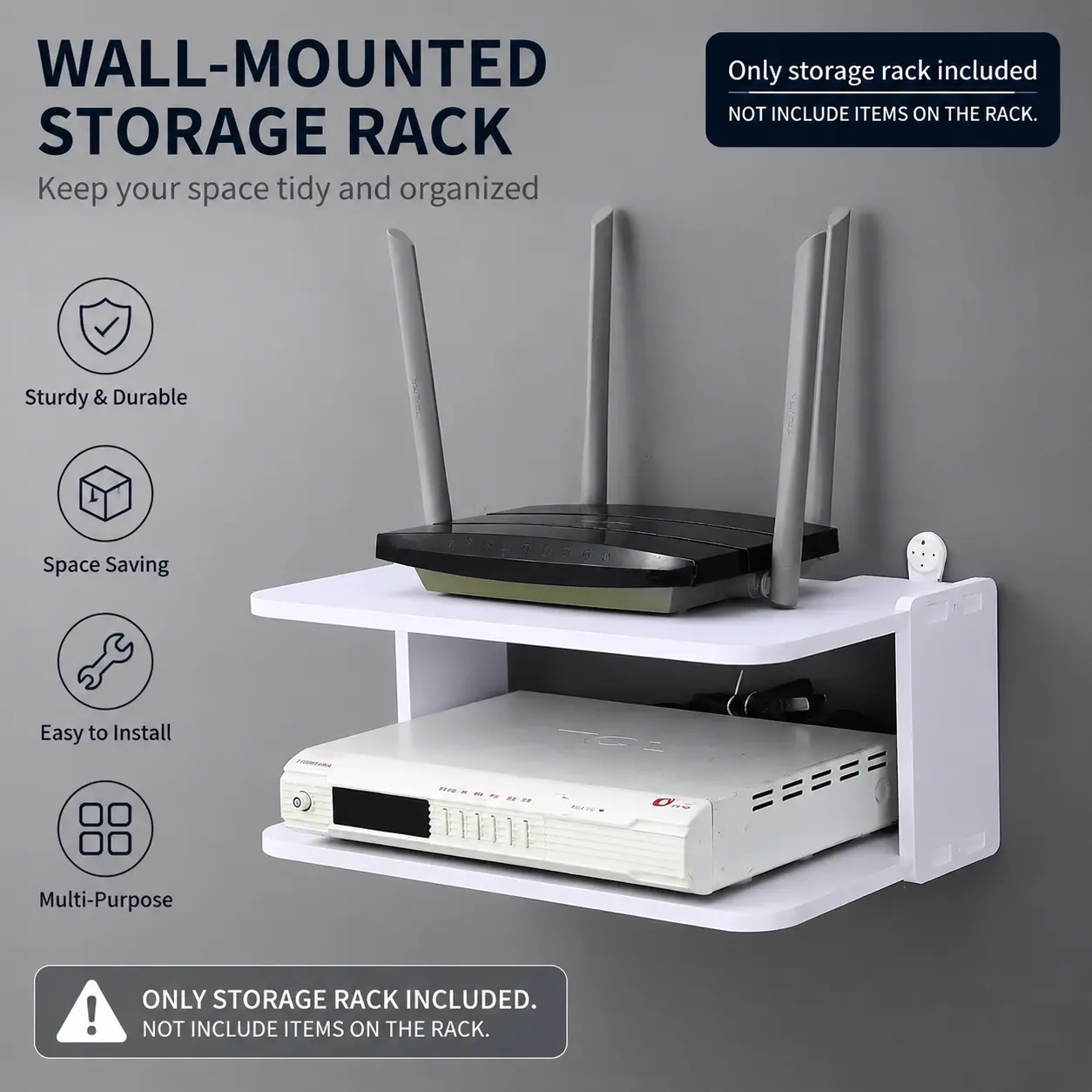 Upgraded Wall-Mounted Router Bracket, WiFi Cable Organizer Shelf, TV Box Set-Top Box Storage Rack, Concealed Cable Management Tool, No Drilling Required for Installation, Ideal for Space Organization in Homes and Offices