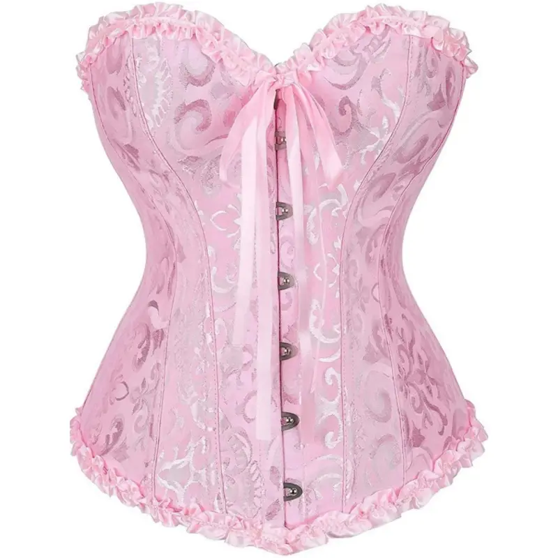Vintage Palace Print Corset Top, Women's Elegant Fishbone Bustier with Waist Sculpting and Back Tie