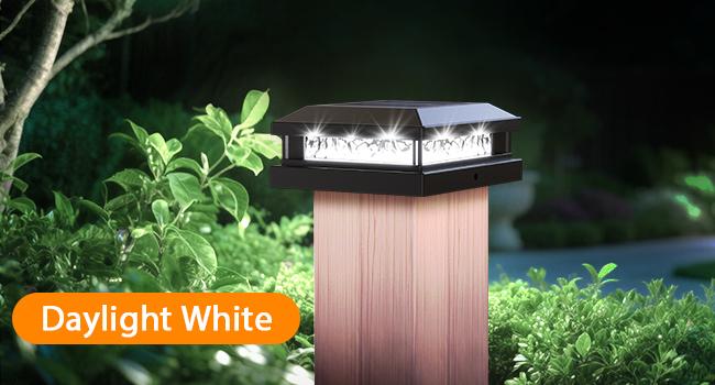 12-Pack Solar Post Lights with 2 Color Lighting, 16LEDs Post Cap Solar Lights Outdoor Waterproof, Fence Lights Solar-Powered for 4x4 4.5x4.5 5x5 Vinyl/Wooden Posts in Garden Stair Patio Deck