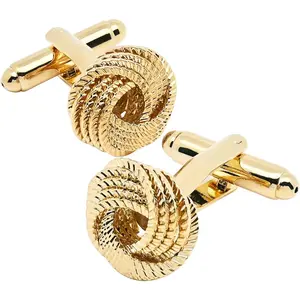 Hollow Out Twist Knot Shape Men's Cufflinks In Gift Case Silver/14K Gold Plated Men Jewelry for Wedding Party Business Birthday Anniversary Dress