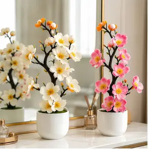 2pcs Artificial Plum Blossom Flowers, Ideal Festival Decor, Indoor Outdoor Use, Perfect for Home Office Wedding, Seasonal Decoration Gift