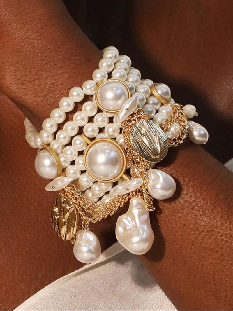 Fashion Faux Pearl Decorated Bracelet, Fashion Elegant Jewelry Bracelet for Party, Daily Clothing Decor, Trendy All-match & Exquisite Jewelry for Birthday Gift, Stackable Bracelets