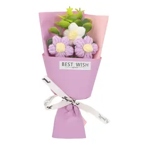 Qixi Valentine's Day ins mini faux knitted yarn puff bouquet as a gift for girlfriend or best friend on their birthday