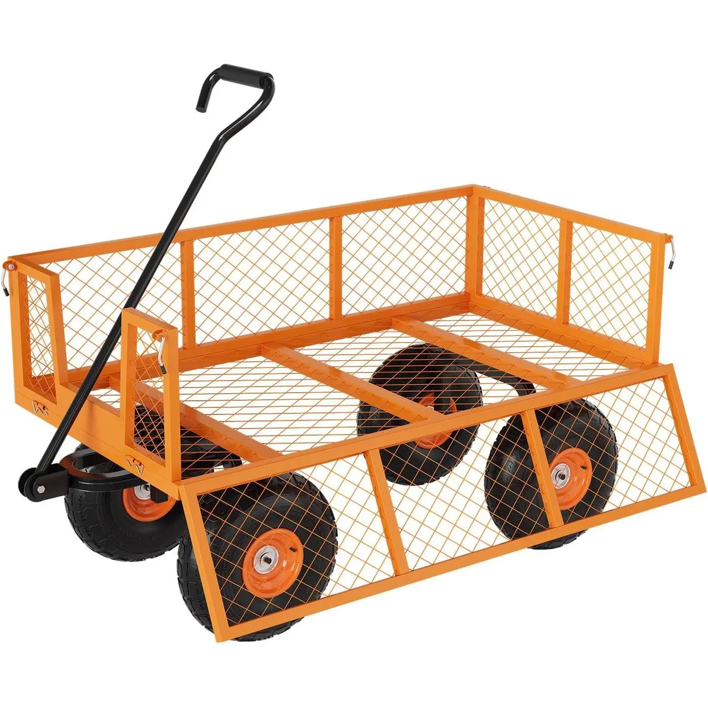 Heavy Duty Steel Garden Cart 900 LBS Capacity 3 in 1 Pullable Garden Wagon with 10 in Wheels for Gardening Soil, Tools, and Plant Transport
