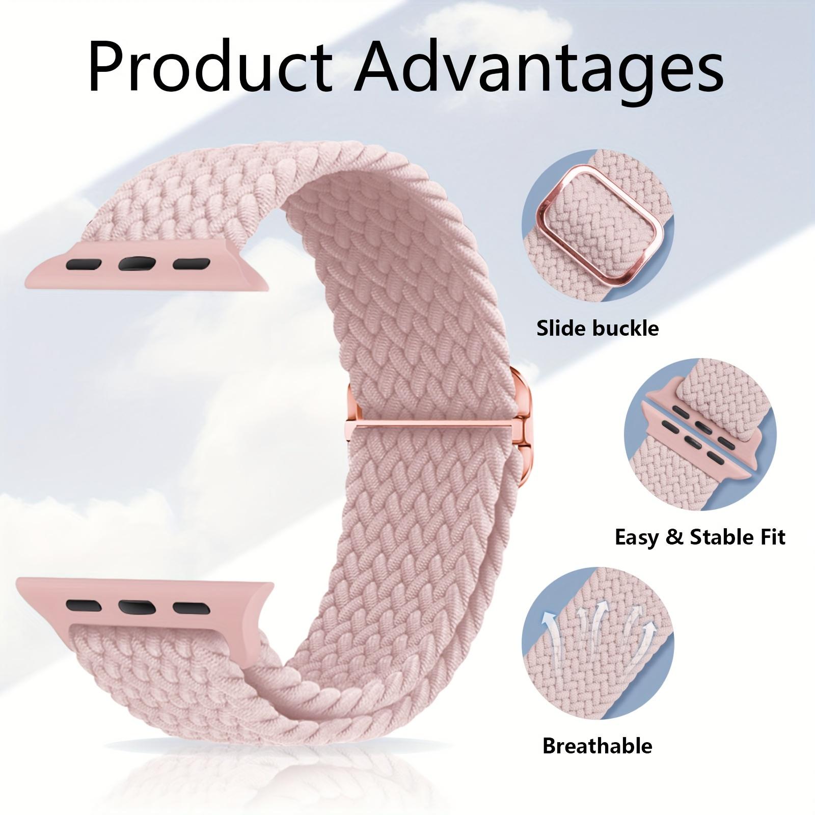 2-Pack Braided Nylon Watch Bands for Apple Watch – Elastic Solo Loop Strap 38–49mm