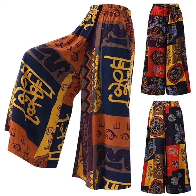 Ethnic Style Wide Leg Trousers Women Yoga Harem Pants Gypsy Hippie Thai Boho Court Pants Ruched Waist Aladdin Women's Pants Womenswear Bottom sweatpantsmen track pants sweats Check Piece Wideleg Bohemian