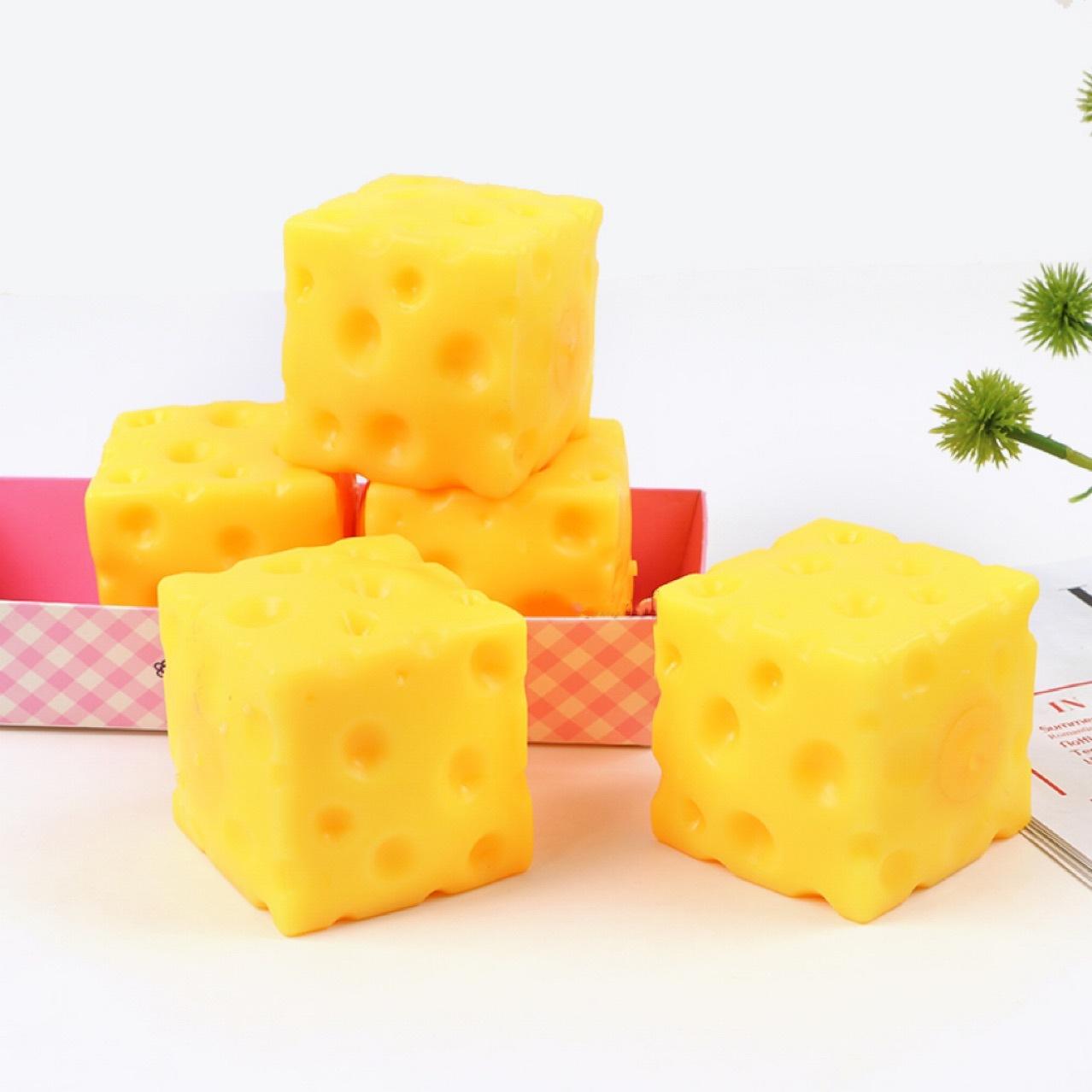 Soft Elastic Cheese Block - Yellow Moldable Stress-Relief Toy, With Squeezing Function, Suitable For Play And Relaxation. The Rebound Sensory Toy Helps With Relaxation And Concentration, Sensory Cheese Toy For Children And Adults