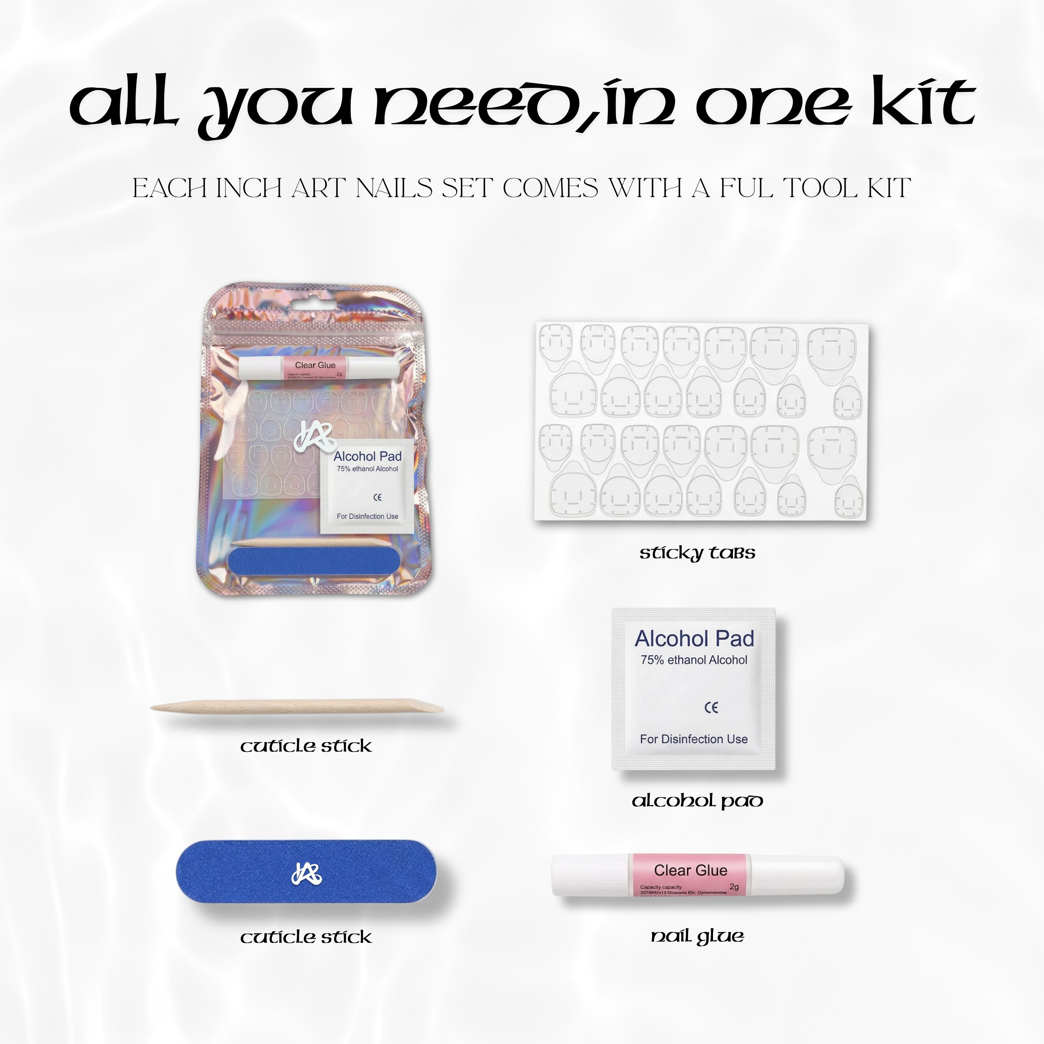 Short Square Press-On Nail Series. Featuring a unique silhouette, this collection of pre-designed acrylic nails showcases a stylish and avant-garde color palette. Requiring no filing or shaping, they are the ideal choice for DIY manicures at home Butterf