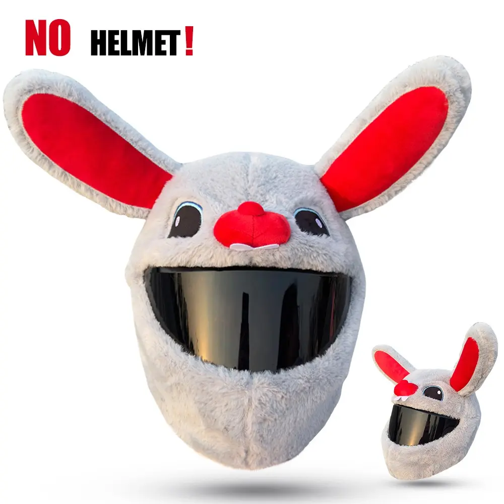 Cute Rabbit Helmet Cover, Motorcycle Helmet Protector, Plush Cartoon Design, Stylish and Durable, Perfect for Motorbike Enthusiasts