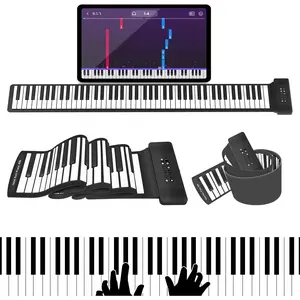 88Keys Flexible Roll Up Piano Keyboard,  Portable Foldable Electric Keyboard Piano,108 Rhythms,128 , Folding Piano with MIDI&Speaker&Headphone jack For Beginners Travelling
