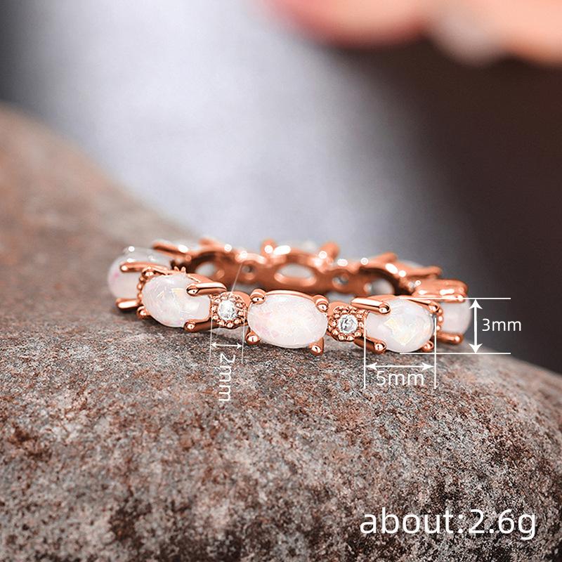 Bestselling Bridal Oval Opal Stackable Ring | Rose Gold Plated Full Eternity Band for Women