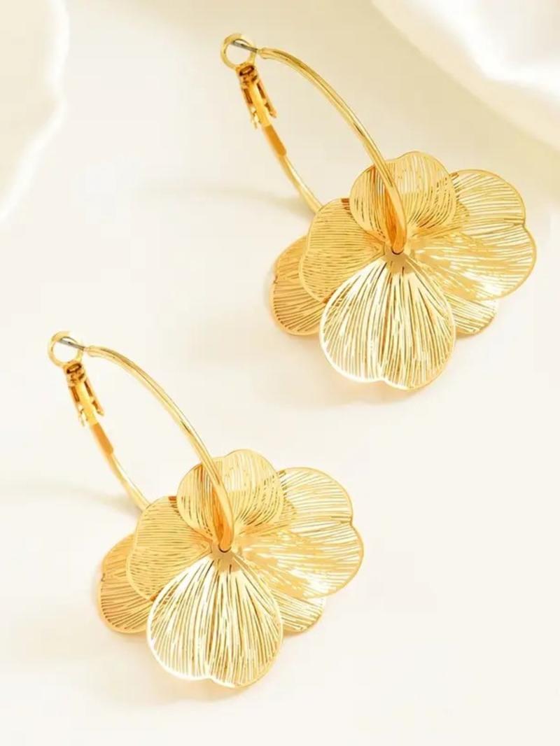 Double Layer Hollow Out Flower Design Dangle Earrings, Elegant Jewelry for Party, Daily Clothing Decor, Trendy All-match & Exquisite Jewelry for Birthday Gift, Bling Stylish Accessory
