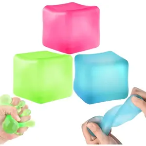 1/2/3PCS Stress Cube Sensory Fidget Toys for Anxiety Stress Relief, Slow Rising Fidget Cube Squeeze Toys, Squishy Cube Filled with Thick Substance, Ice Cube Stress Balls for Adults Kids