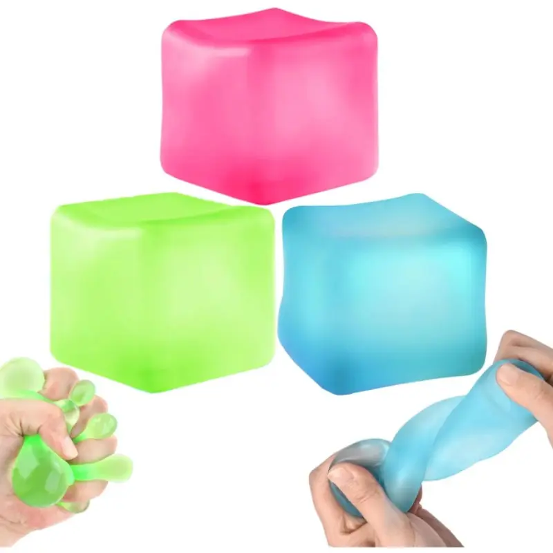 1/2/3PCS Stress Cube Sensory Fidget Toys for Anxiety Stress Relief, Slow Rising Fidget Cube Squeeze Toys, Squishy Cube Filled with Thick Substance, Ice Cube Stress Balls for Adults Kids, Stress Reliever
