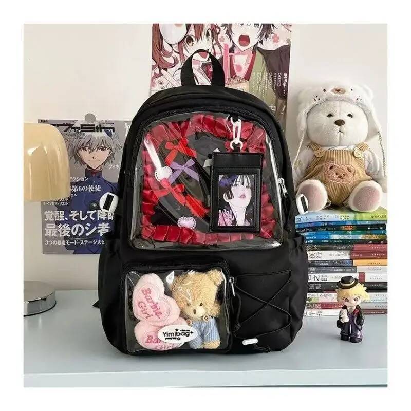 New Y2K Cute Ita Backpack Large Capacity Commute Rucksack Girl Transparent DIY Display Knapsack Outdoor Fashion Travel Schoolbag