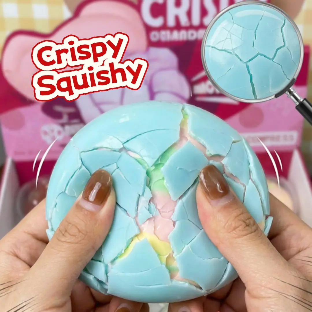 Crispy Crack Squishy Stress Relief Ball ASMR Crunch Fidget Toy 5cm Dual Layer Soft Inner Fill Pastel Marbled & Chocolate Brown Squeeze Toy With Clear Protective Shell Viral Desk Decor Content Creator Shooting Prop Gift For Teens Adults