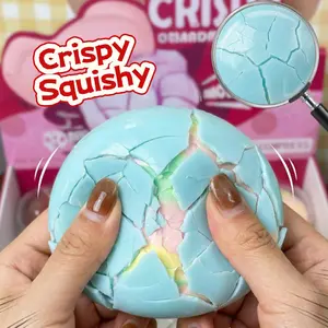 Crispy Crack Squishy Stress Relief Ball ASMR Crunch Fidget Toy 5cm Dual Layer Soft Inner Fill Pastel Marbled & Chocolate Brown Squeeze Toy With Clear Protective Shell Viral Desk Decor Content Creator Shooting Prop Gift For Teens Adults