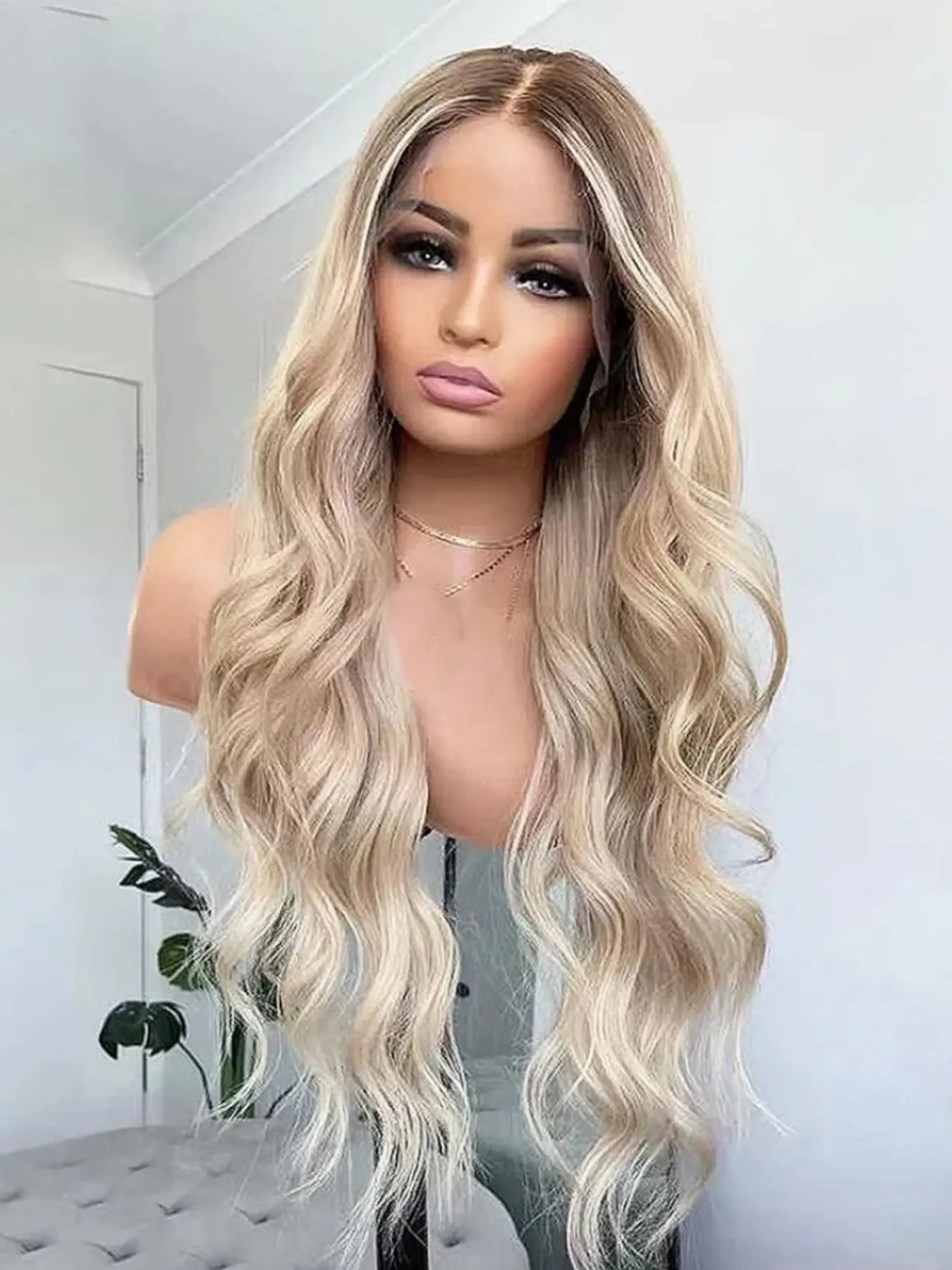 13x4 Front Lace Women's Wig, Human Hair Wigs, 14 Inch Glitter Big Curl Style, 150 Density High-Quality Human Hair, Soft and Smooth, Pre-Trimmed