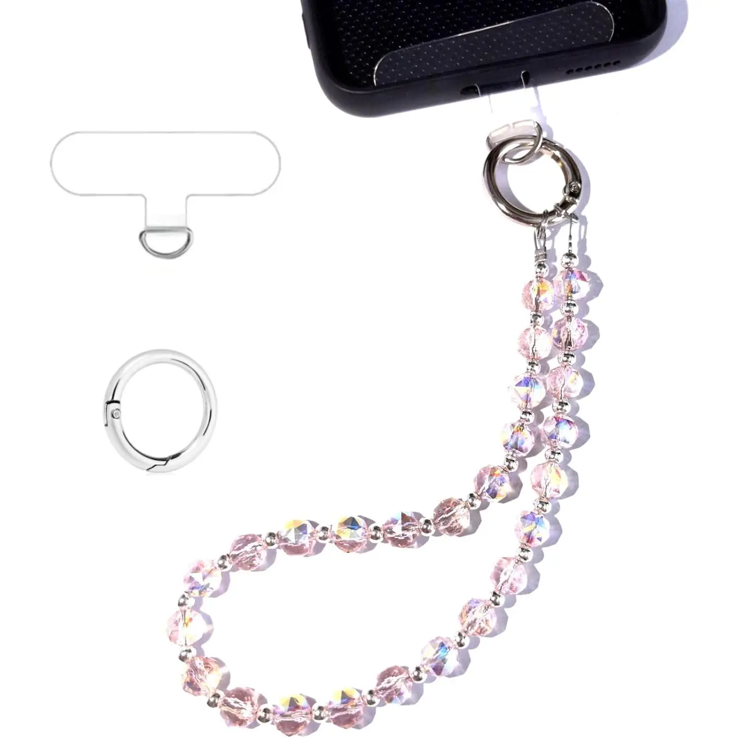 Beaded Phone Wrist Strap Charm Chain Wristlet Cellphone Lanyard Bracelet  with Tether Tab Hands-Free