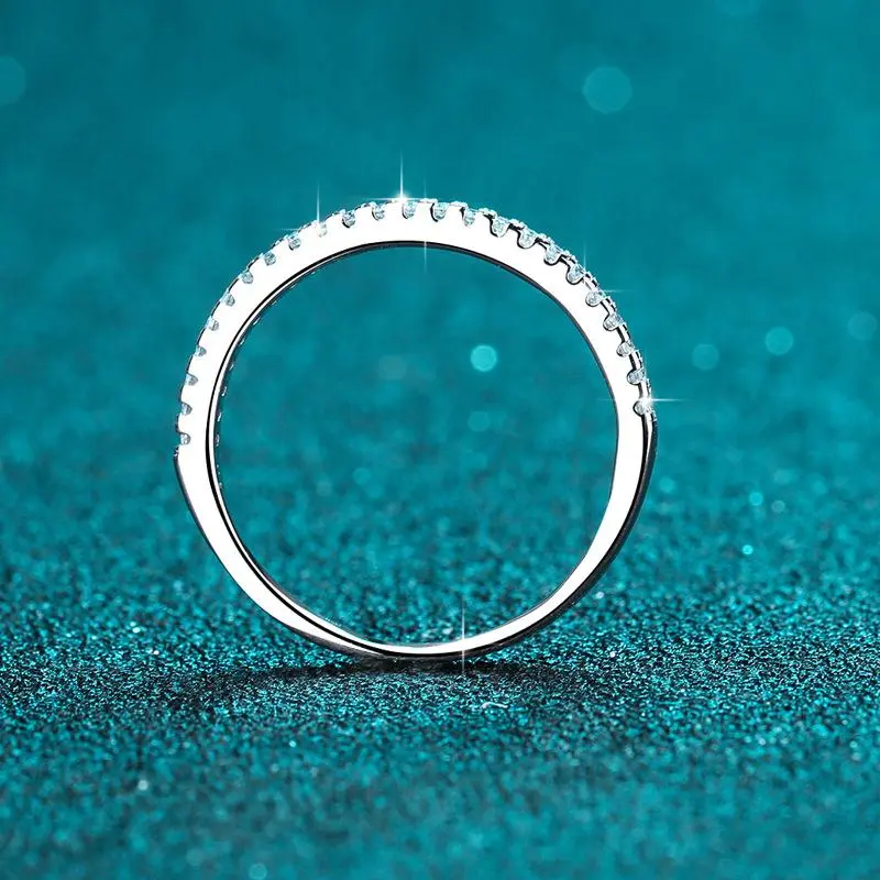 S925 Sterling Silver 1-Line Band Ring - Female Elegant Certified High Grade Synthetic Moissanite Fine Engagement Promise Ring, British Sizes -209, Elegant Engagement Ring, Fine Ring