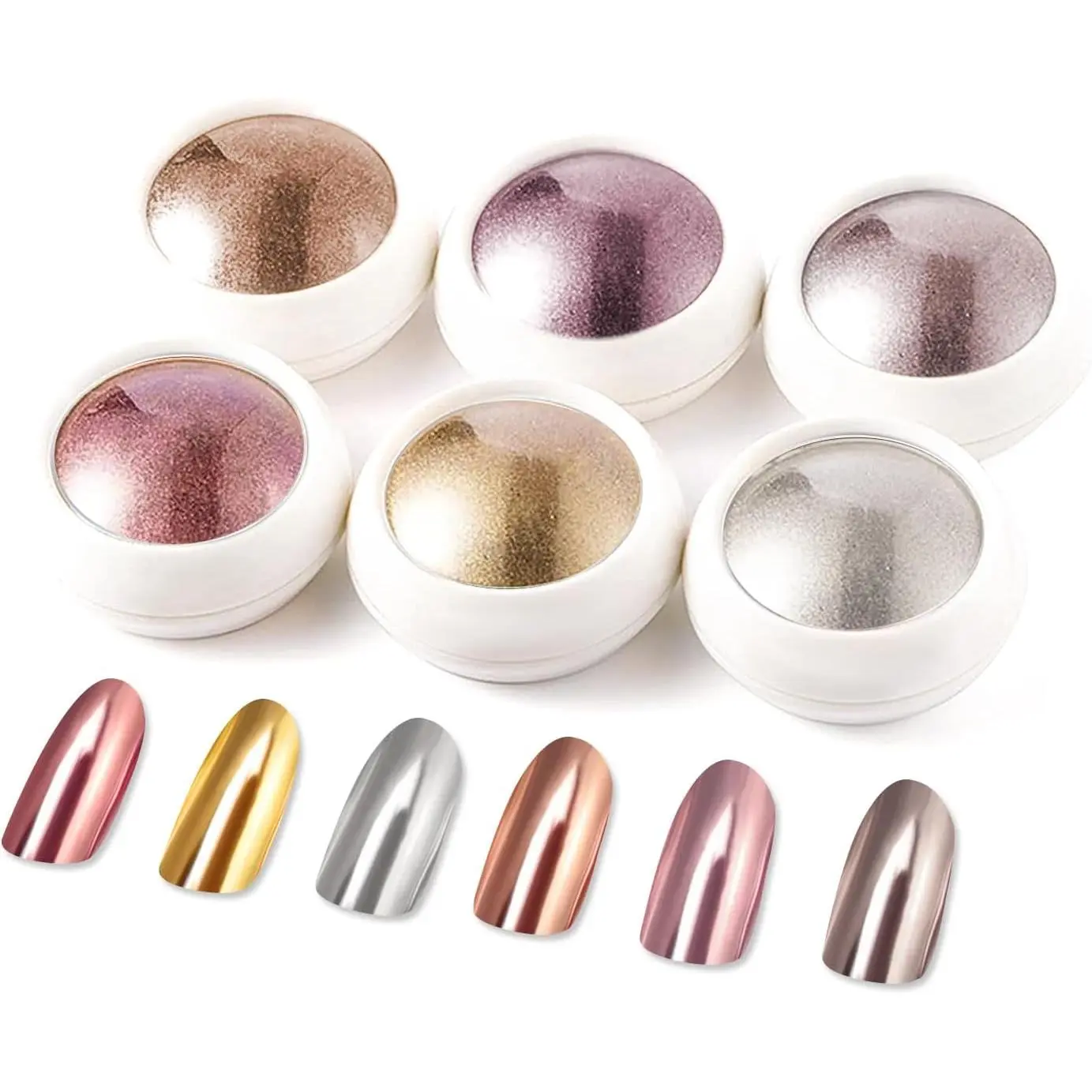 Gold Chrome Nail Powder -[Metallic Mirror Glitter Effect] Holographic Metallic Copper Chrome Nail Powder for Nails Rose Gold Nail Chrome Powder for Nails Art DIY Decoration springtok