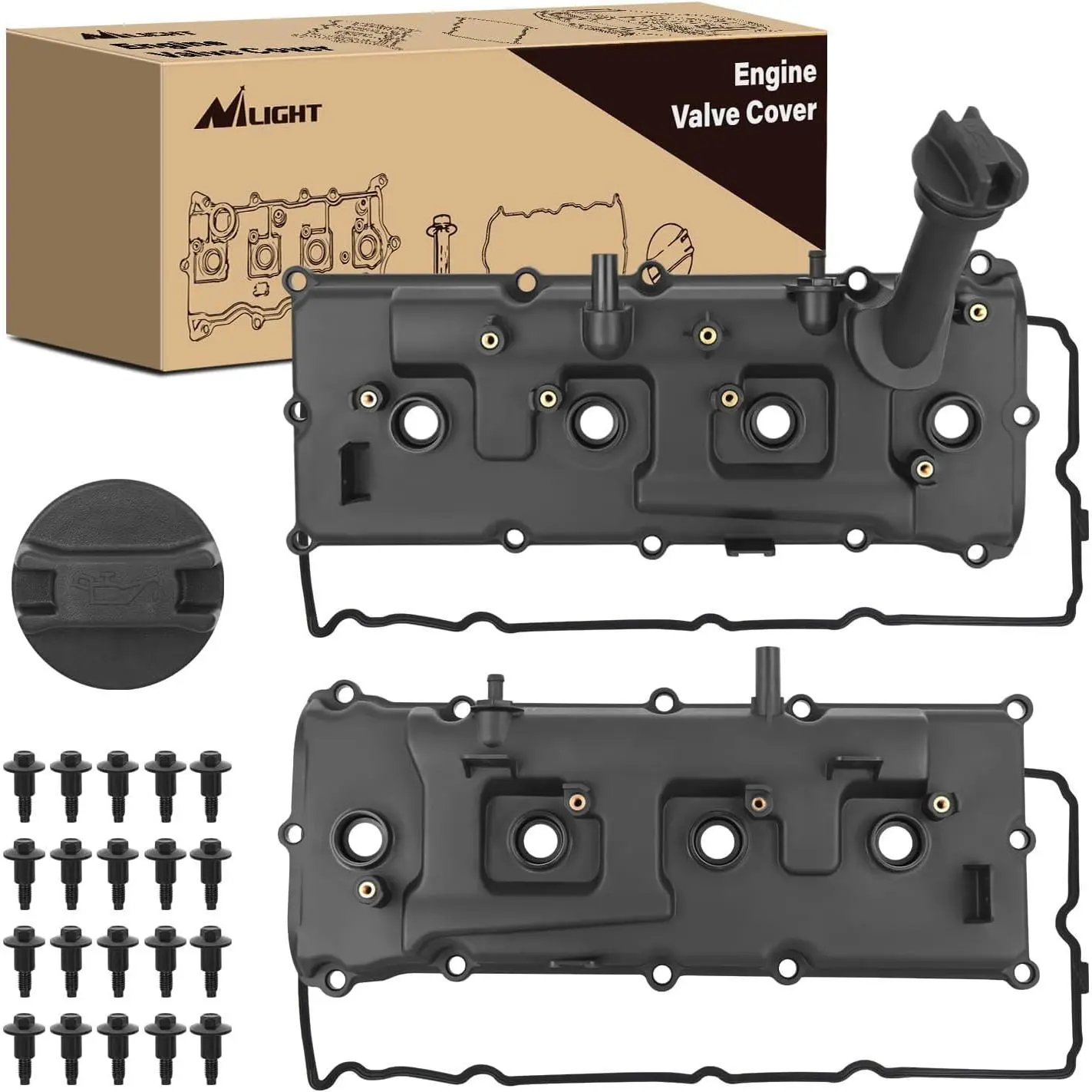 Nilight Pair Engine Valve Cover with Gasket for Nissan NV2500 NV3500 2012-2017 Pathfinder 2004 Armada 2005-2015, Infiniti QX56 2004-2010 Valve Cover, V8 5.6L Engine